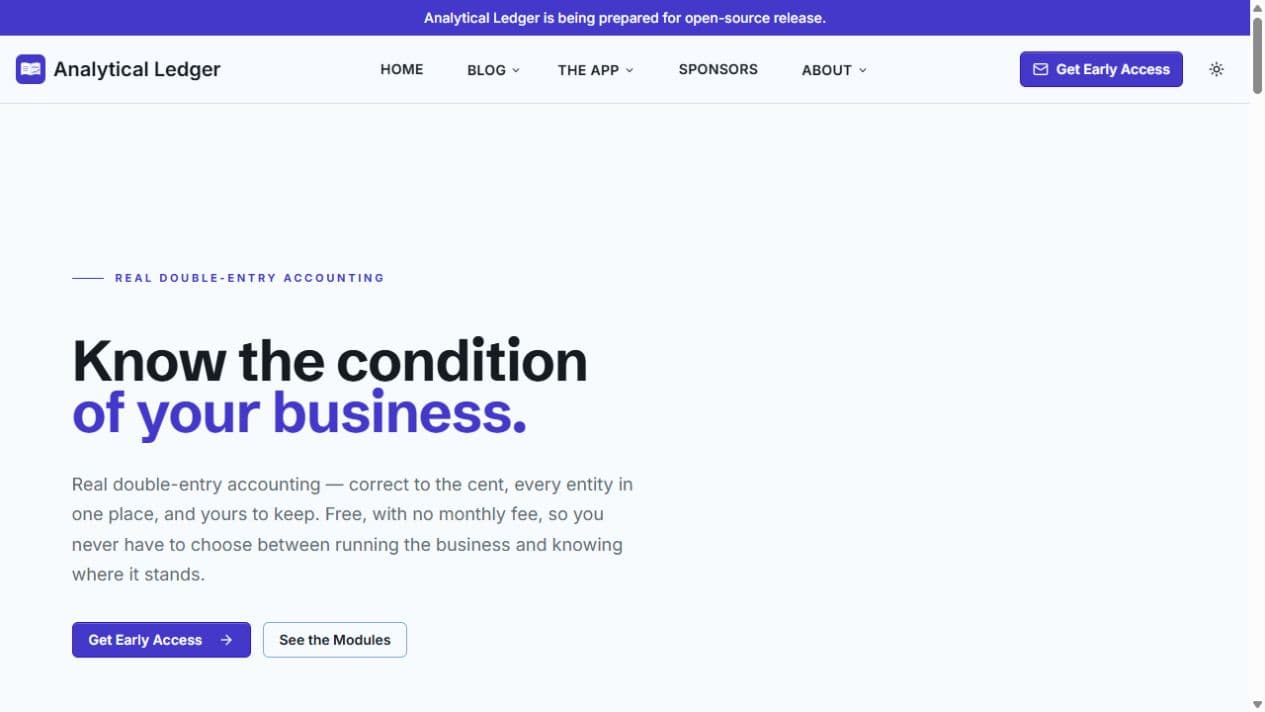 Analytical Ledger homepage
