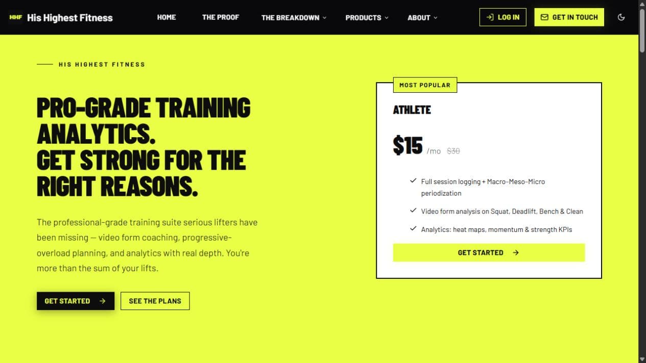 His Highest Fitness homepage